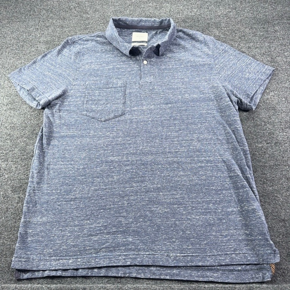 Billy Reid Mens XL Blue Space Dye Cotton Cupra Polo Shirt EUC